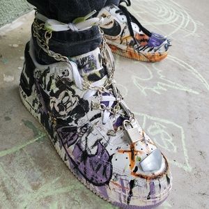 Grunge Glow in the Dark Halloween Themed Nike Forces (Custom Made Hand made)